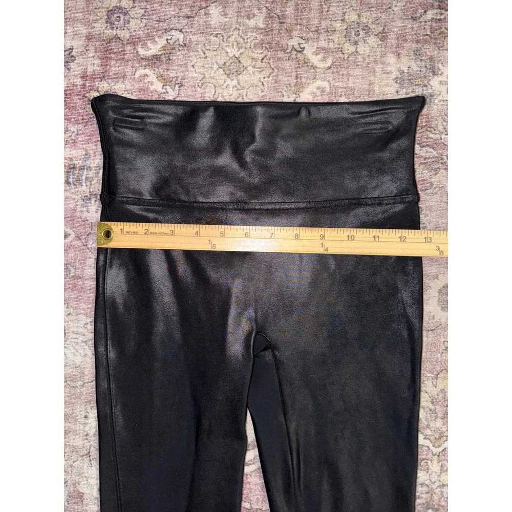 Spanx Faux Leather Leggings Black High Waisted Shaper Womens Medium Smoothing - Picture 5 of 8